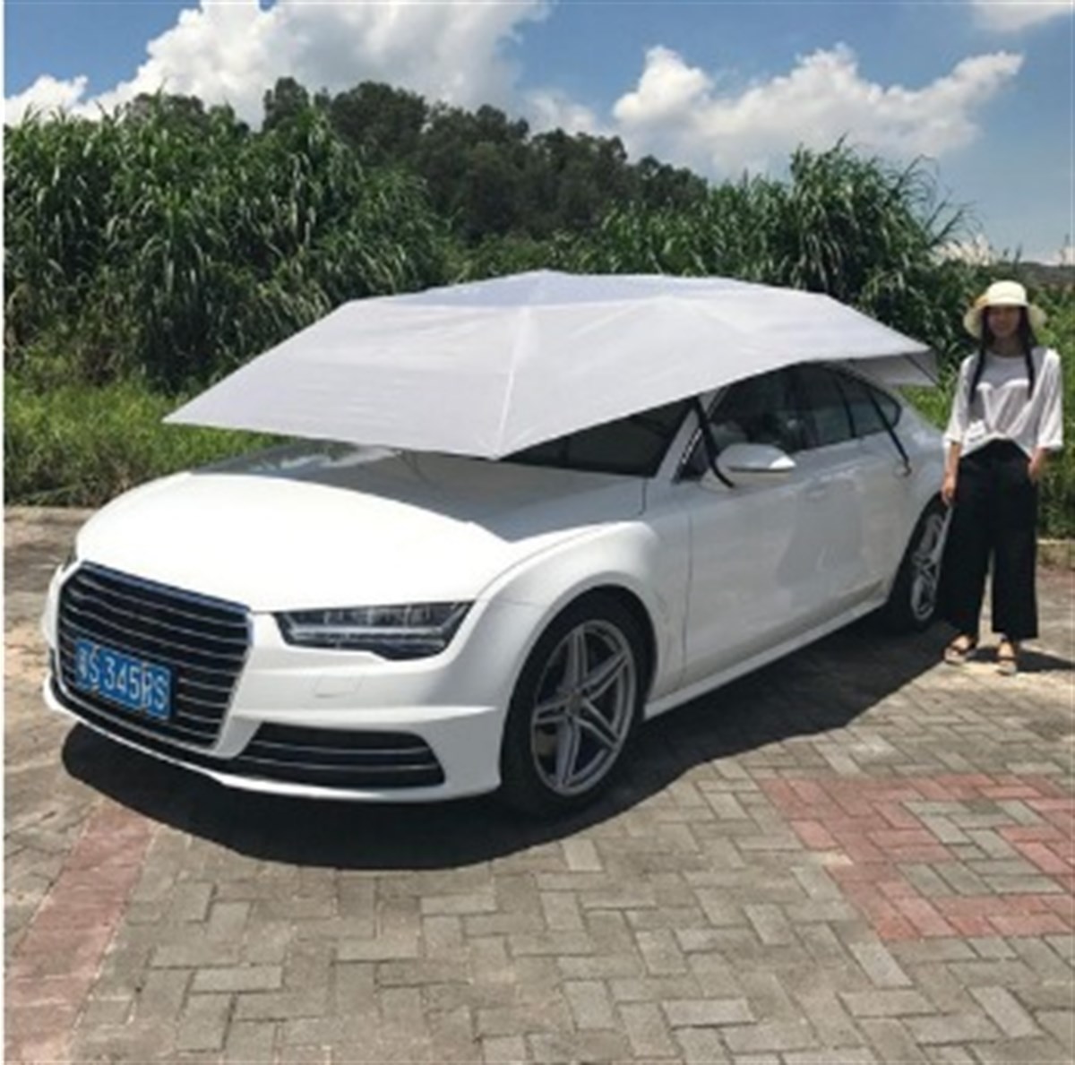 Semi Automatic Auto Protective Waterproof Awning Umbrella