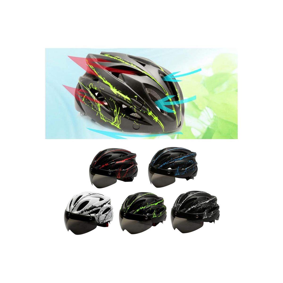 Sharplace Pc Kabuk Bisiklet Kask Yol Güvenliği Kazası Şapka Kask W / Goggle - Siyah Kırmızı