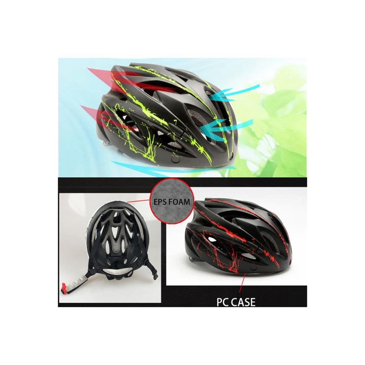 Sharplace Pc Kabuk Bisiklet Kask Yol Güvenliği Kazası Şapka Kask W / Goggle - Siyah Kırmızı