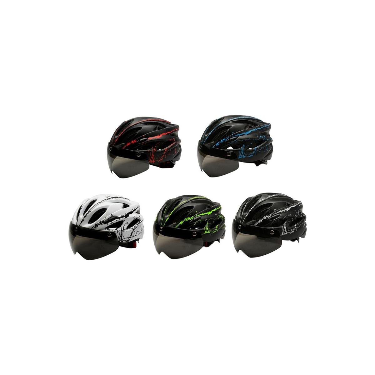 Sharplace Pc Kabuk Bisiklet Kask Yol Güvenliği Kazası Şapka Kask W / Goggle - Siyah Kırmızı