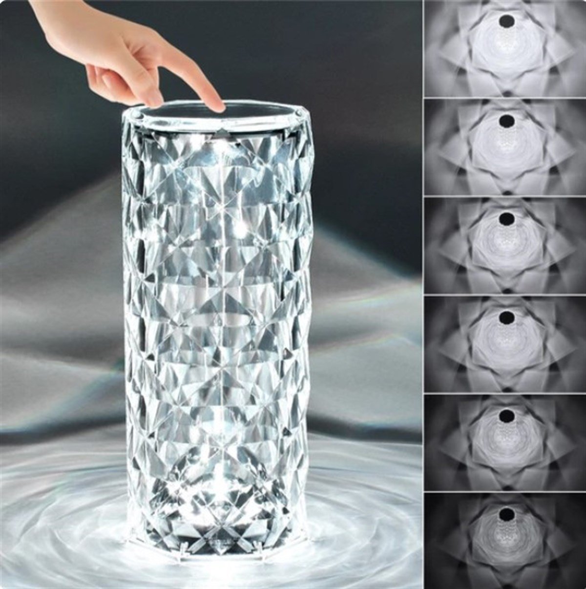 Skyline Store 16 Renkli Romantik Gül Işık Kristal Elmas Masa Gece Lambası