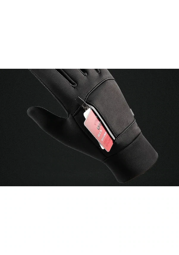 Sones Unisex Windproof Su Itici Dokunmatik Ekran, Fermuar Bölmeli Kışlık Eldiven M247 001