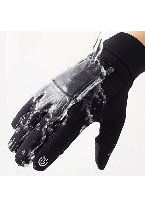 Sones Unisex Windproof Su Itici Dokunmatik Ekran, Fermuar Bölmeli Kışlık Eldiven M247 001