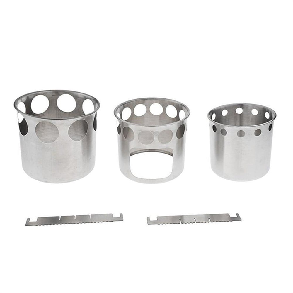 Taşınabilir Açık Kamp Ocağı Paslanmaz Çelik Odun Sobası Gümüş (alkol - gaz - tüp gerektirmez)