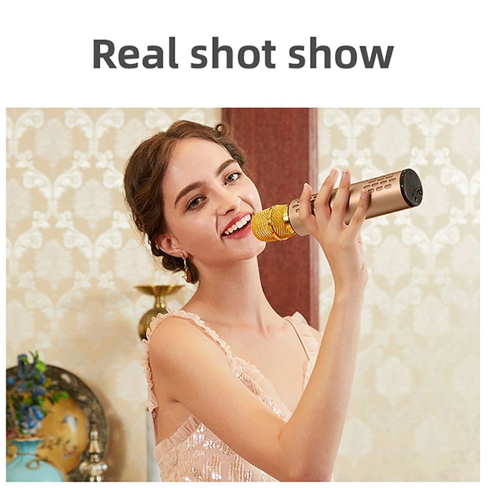 Taşınabilir Bluetooth Kablosuz Mikrofon Çok Fonksiyonlu Hoparlör Altın