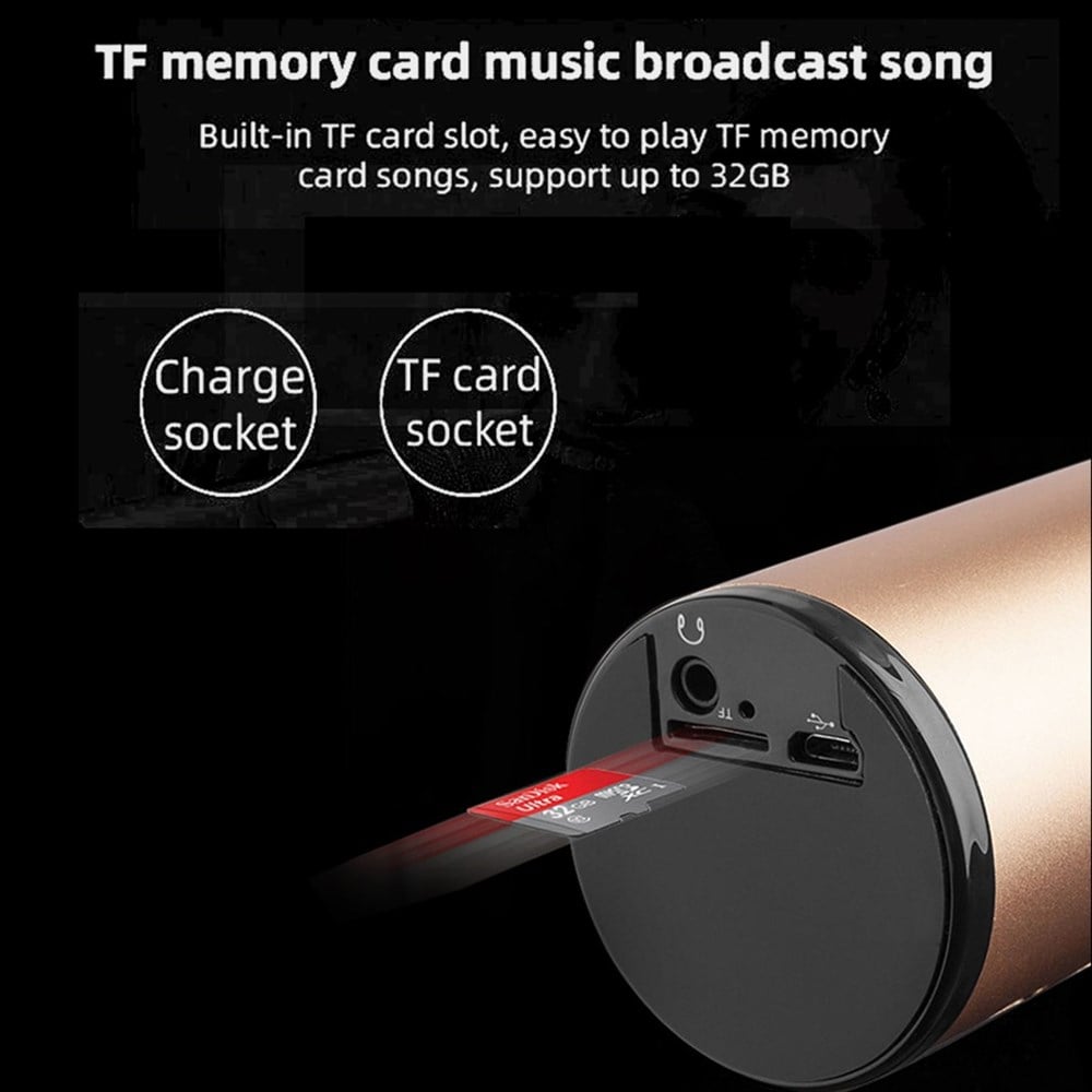 Taşınabilir Bluetooth Kablosuz Mikrofon Çok Fonksiyonlu Hoparlör Altın