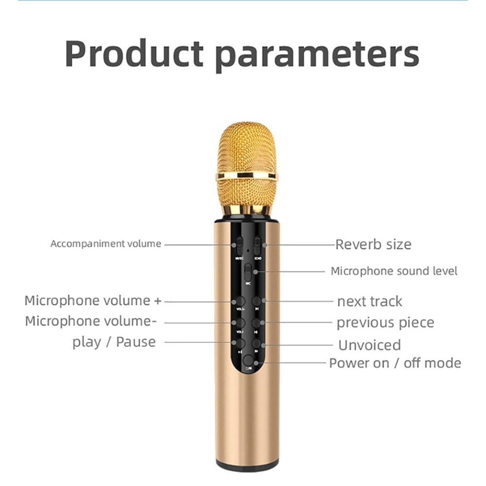 Taşınabilir Bluetooth Kablosuz Mikrofon Çok Fonksiyonlu Hoparlör Altın