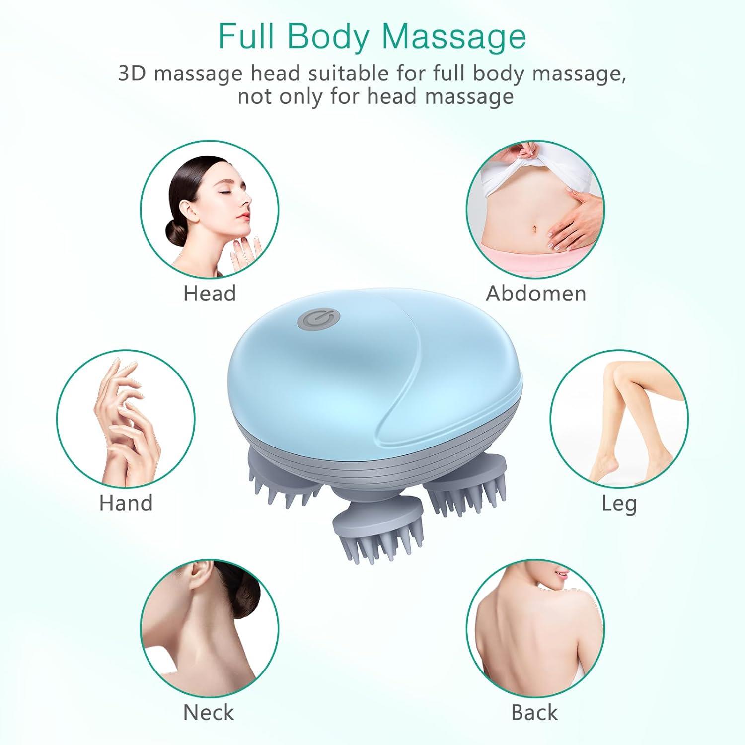 Taşınabilir, USB ile Şarj Edilebilir,  Su geçirmez Elektrikli Kablosuz Kafa Masaj Aleti