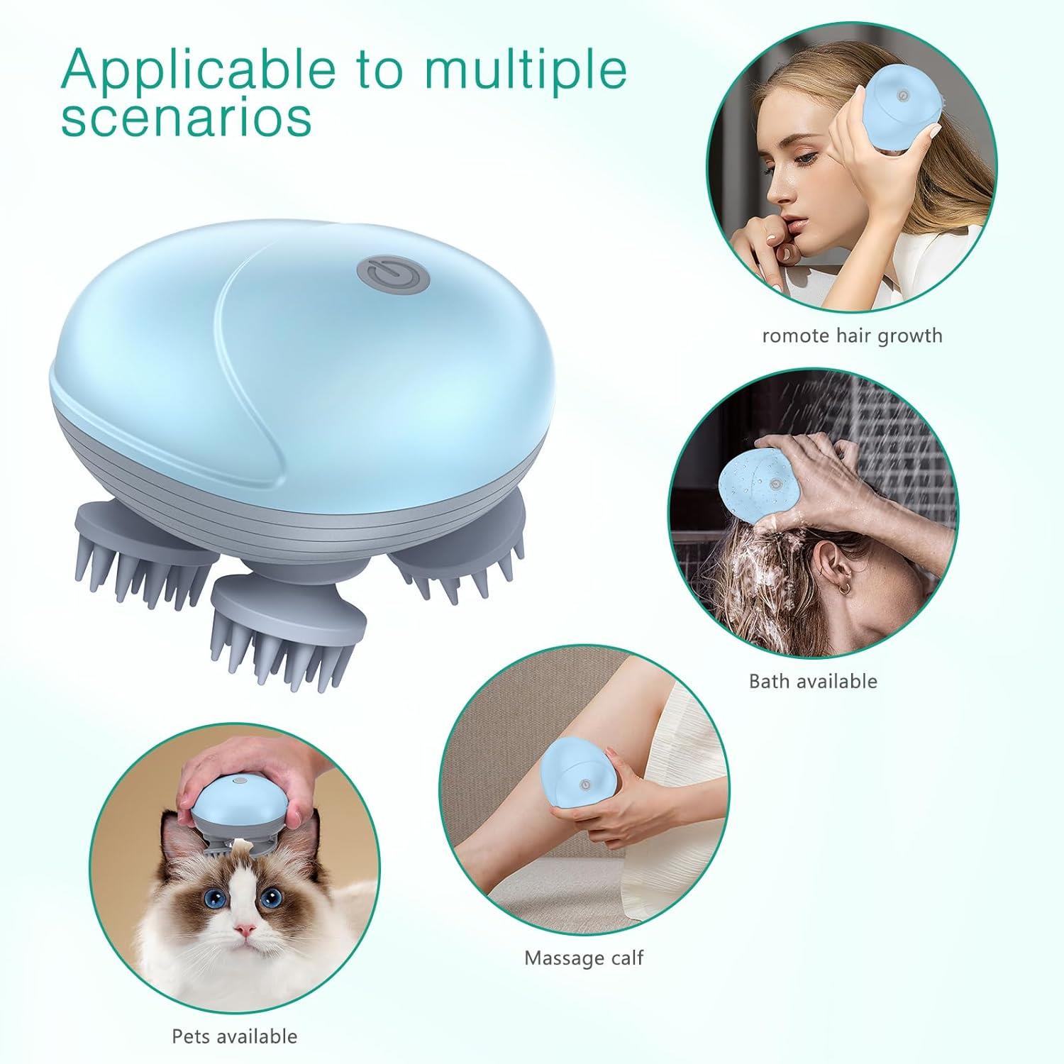 Taşınabilir, USB ile Şarj Edilebilir,  Su geçirmez Elektrikli Kablosuz Kafa Masaj Aleti