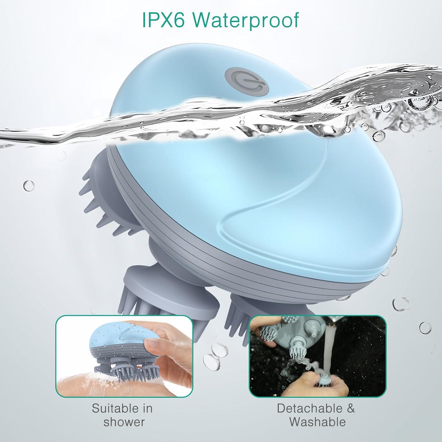 Taşınabilir, USB ile Şarj Edilebilir,  Su geçirmez Elektrikli Kablosuz Kafa Masaj Aleti