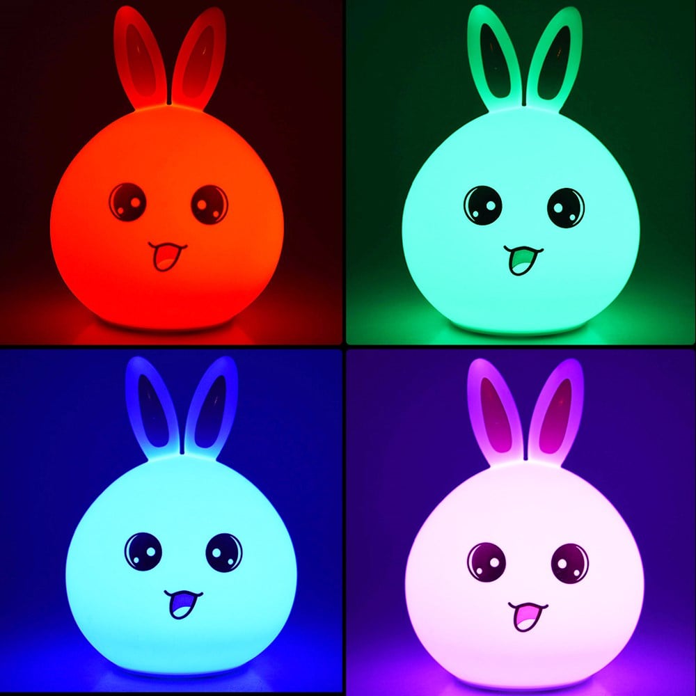 Tavşan Silikon Lamba Uzaktan Kumandalı Sıcak Beyaz ve Renkli Mod