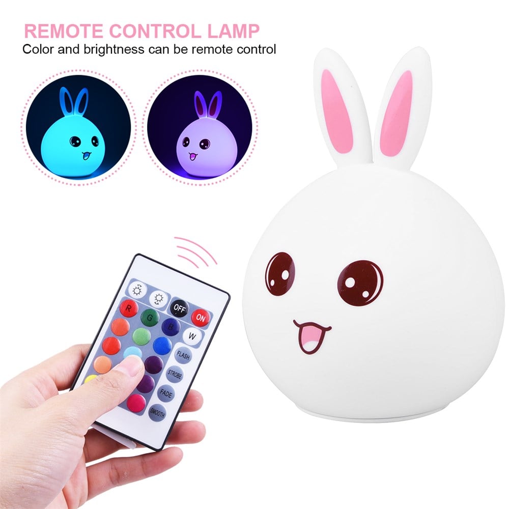 Tavşan Silikon Lamba Uzaktan Kumandalı Sıcak Beyaz ve Renkli Mod