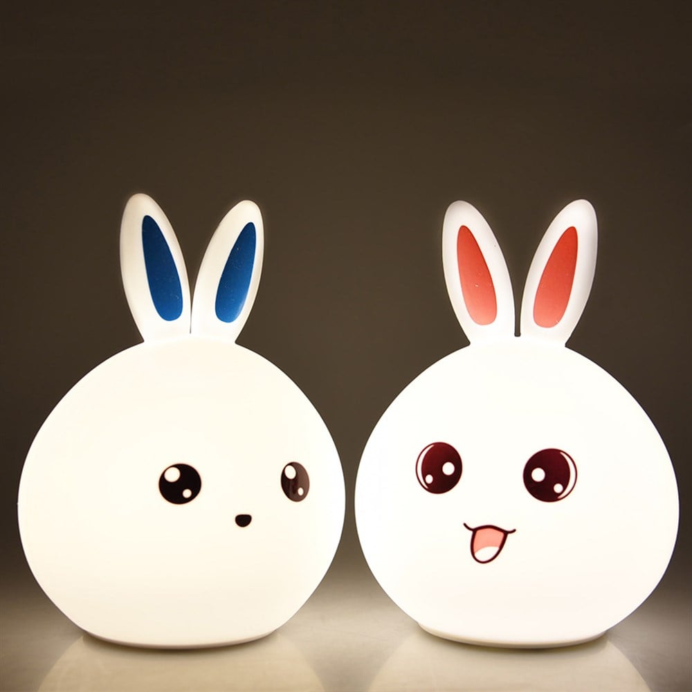 Tavşan Silikon Lamba Uzaktan Kumandalı Sıcak Beyaz ve Renkli Mod