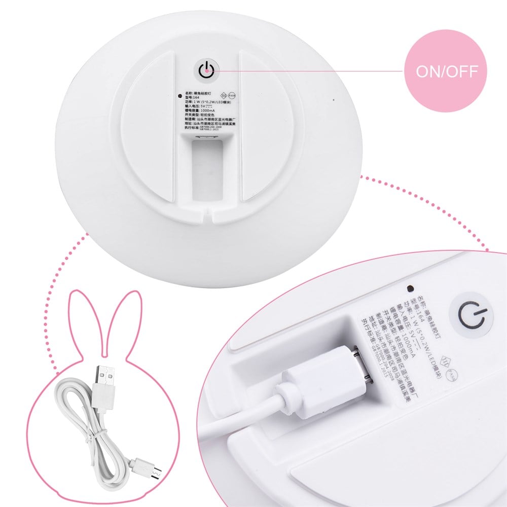 Tavşan Silikon Lamba Uzaktan Kumandalı Sıcak Beyaz ve Renkli Mod