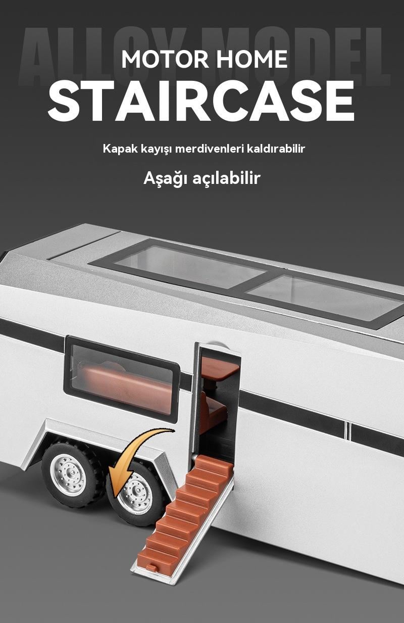 Tcherchi 1:32 Tesla Cybertruck Karavan + Atv Model Oyuncak Araba 