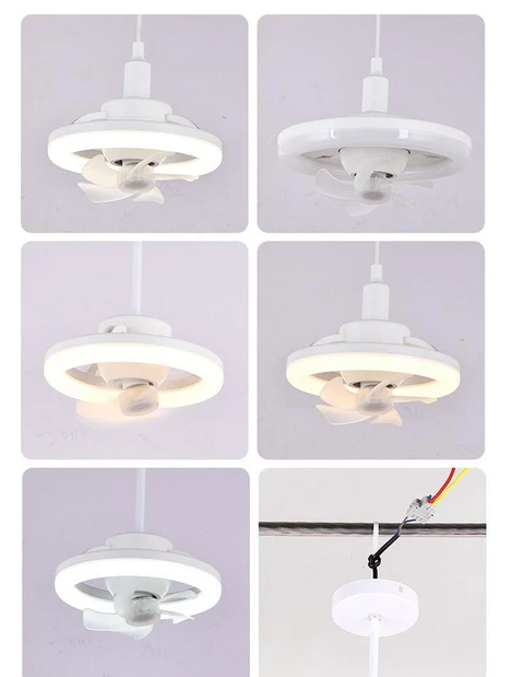 TCHERCHI 360 ° Dönen Tavan Vantilatörü E27 48 W - Beyaz