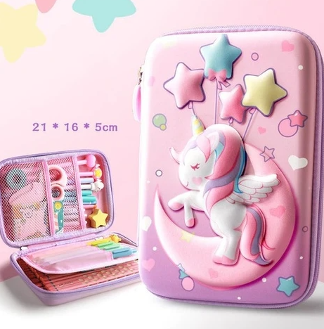 TCHERCHI 3D Kalem Kutusu - Sevimli Unicorn Karakterli Büyük Boy 