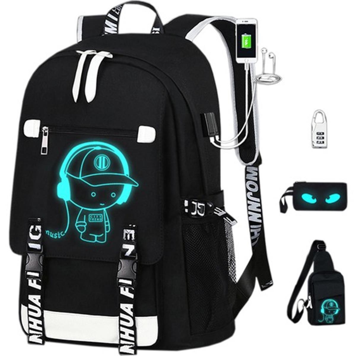 Tcherchi 4 Parça USB Şarj Portlu Sırt Çantası Seti