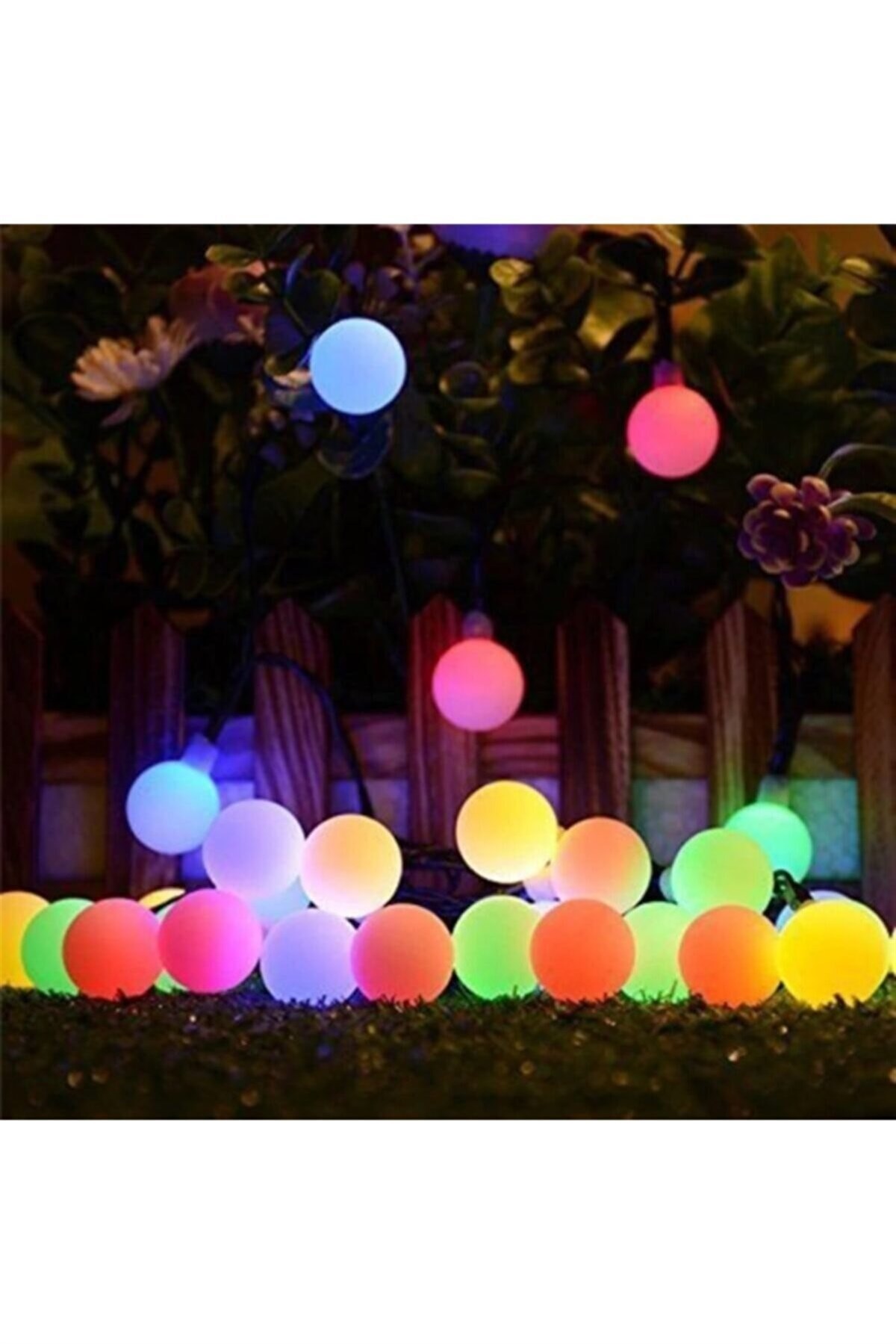 TCherchi 50 Led Solar Güneş Enerjili Dış Bahçe Aydınlatma Su Geçirmez Led Rgb Çok Renkli