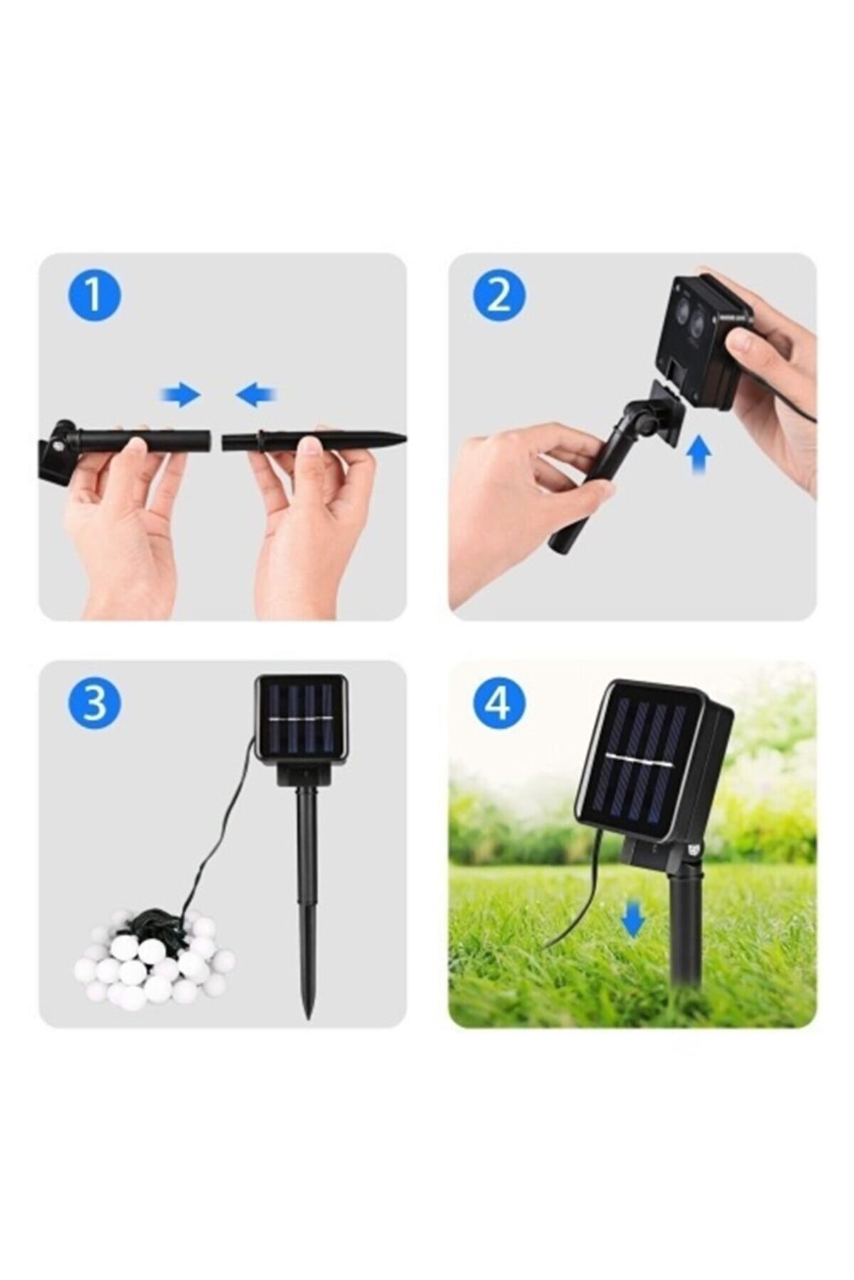 TCherchi 50 Led Solar Güneş Enerjili Dış Bahçe Aydınlatma Su Geçirmez Led Rgb Çok Renkli