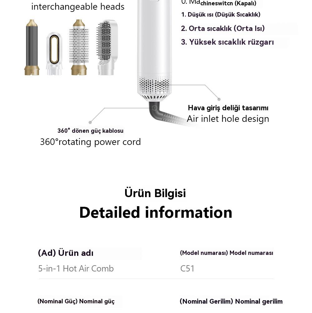 Tcherchi 5'i 1 Arada Çok Fonksiyonlu Saç Şekillendirme Seti