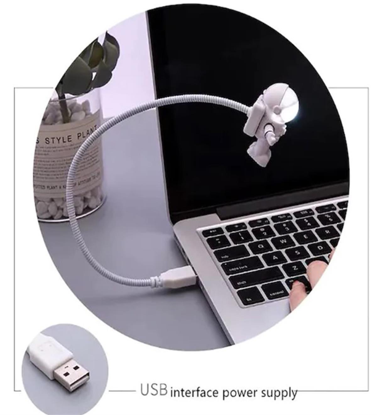 Tcherchi Astronot Led Usb Gece Lambası Klavye Işığı Kitap Okuma Işığı