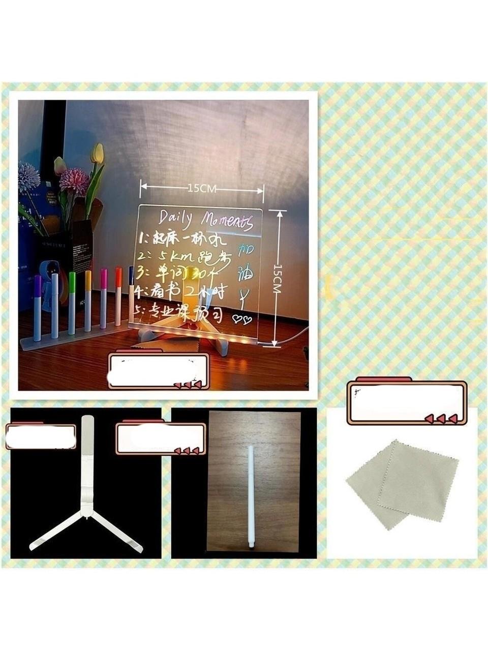 Tcherchi Aydınlatmalı Silinebilir Şeffaf Yazı Camı (15*15CM)