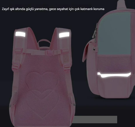 TCHERCHI Baskılı 2 Parça Çocuk Sırt Çantası Seti - Pembe