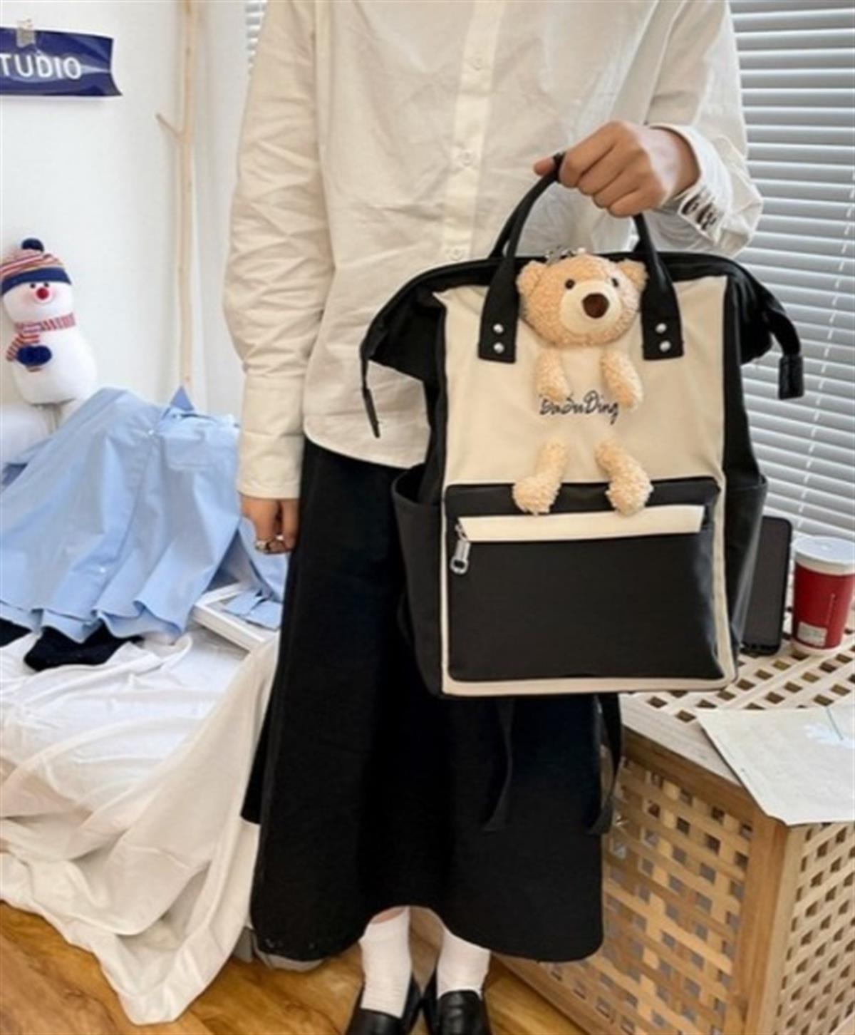 Tcherchi Büyük Kapasiteli Karikatür Ayı Tasarım Yan Cep Okul Sırt Çantası