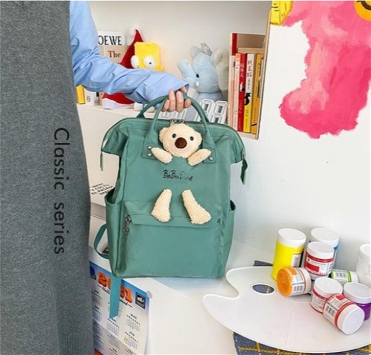 Tcherchi Büyük Kapasiteli Karikatür Ayı Tasarım Yan Cep Okul Sırt Çantası