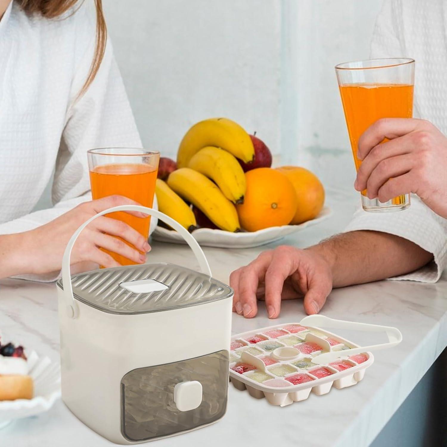 Tcherchi Buz Kutusu - Büyük Kapasiteli Yeniden Kullanılabilir Buz Küpü Saklama Kabı | Dondurucu için Kapaklı Buz Depolama Kabı