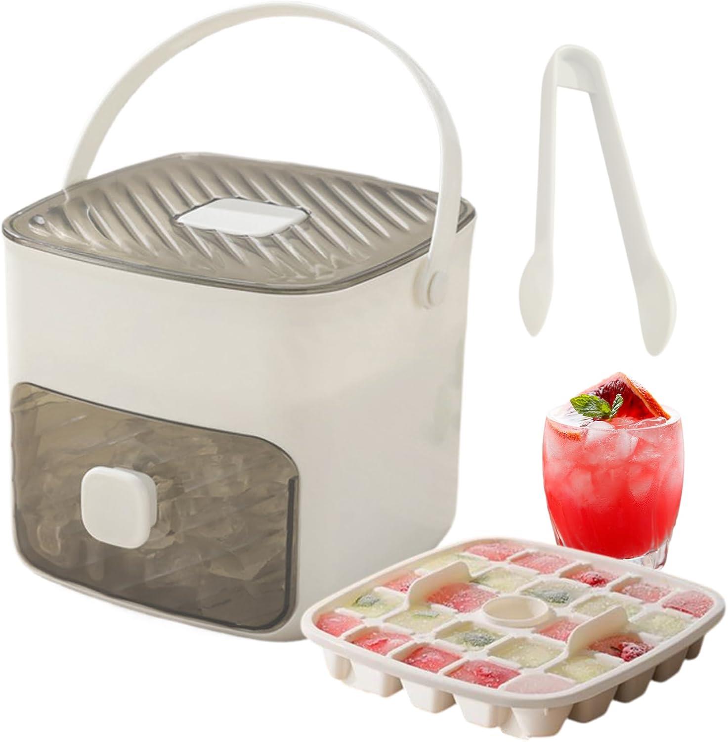 Tcherchi Buz Kutusu - Büyük Kapasiteli Yeniden Kullanılabilir Buz Küpü Saklama Kabı | Dondurucu için Kapaklı Buz Depolama Kabı