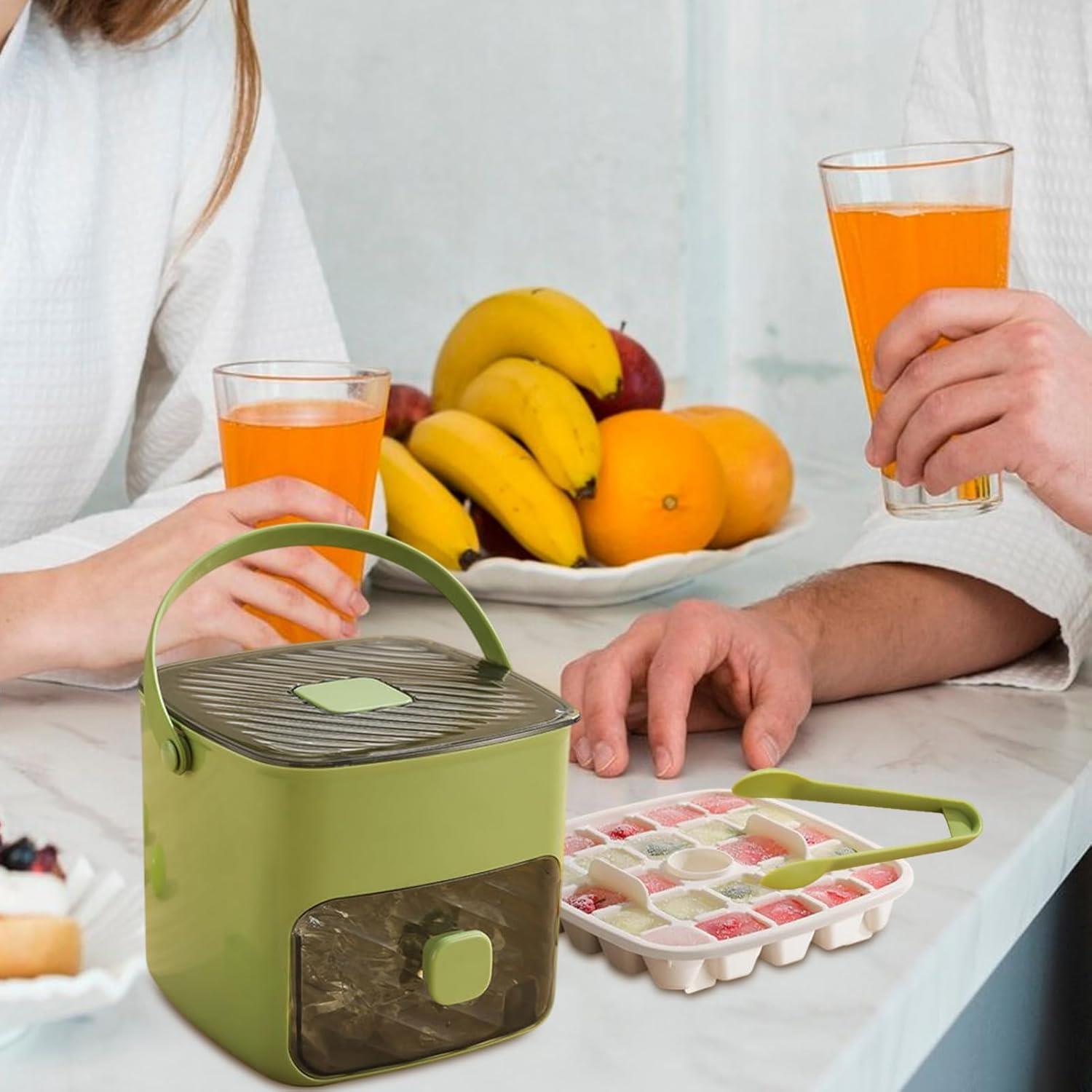 Tcherchi Buz Kutusu - Büyük Kapasiteli Yeniden Kullanılabilir Buz Küpü Saklama Kabı | Dondurucu için Kapaklı Buz Depolama Kabı