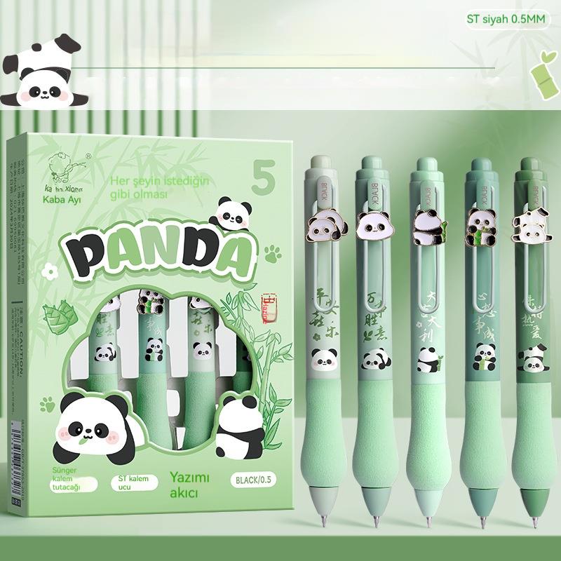 Tcherchi Capybara Geri Çekilebilir Jel Mürekkepli Roller Kalemler 5'li Set - Ekstra İnce 0,5 Mm Uç Mürekkep, Pürüzsüz Yazım