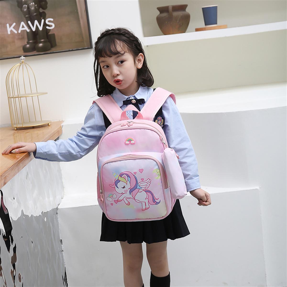 Tcherchi Çocuk Büyük Kapasite Kalem Kutusu ile Karikatür İlkokul Sırt Çantası