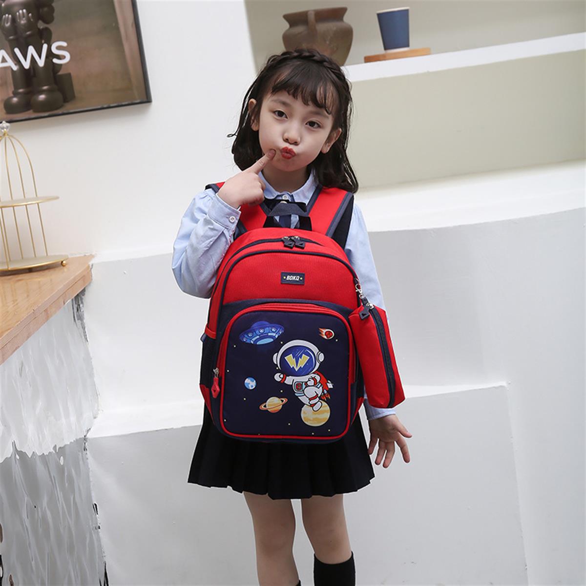 Tcherchi Çocuk Büyük Kapasite Kalem Kutusu ile Karikatür İlkokul Sırt Çantası