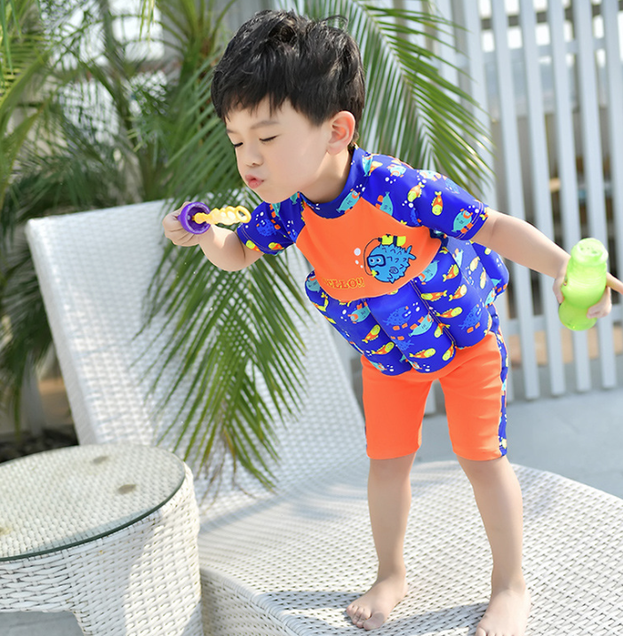 Tcherchi Çocuklar için Yüzme Öğrenme Tek Parça Çizgi Film Baskılı Yüzen Mayo