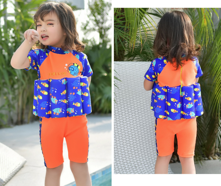 Tcherchi Çocuklar için Yüzme Öğrenme Tek Parça Çizgi Film Baskılı Yüzen Mayo