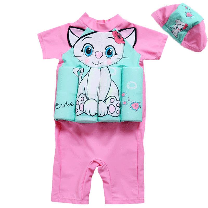 Tcherchi Çocuklar için Yüzme Öğrenme Tek Parça Çizgi Film Baskılı Yüzen Mayo