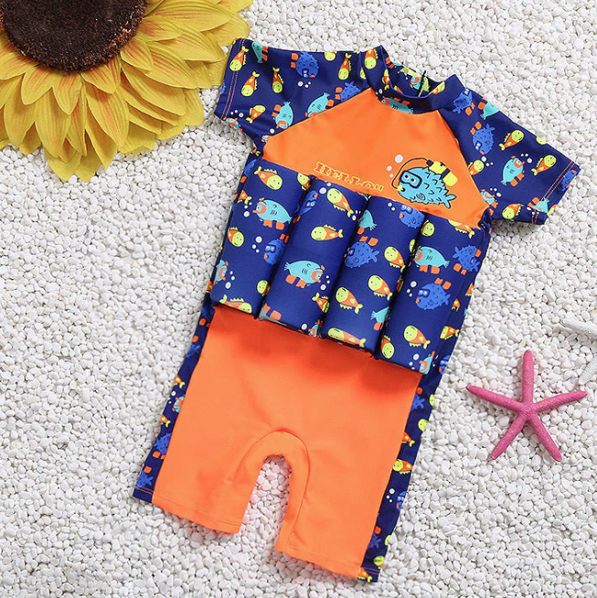 Tcherchi Çocuklar için Yüzme Öğrenme Tek Parça Çizgi Film Baskılı Yüzen Mayo