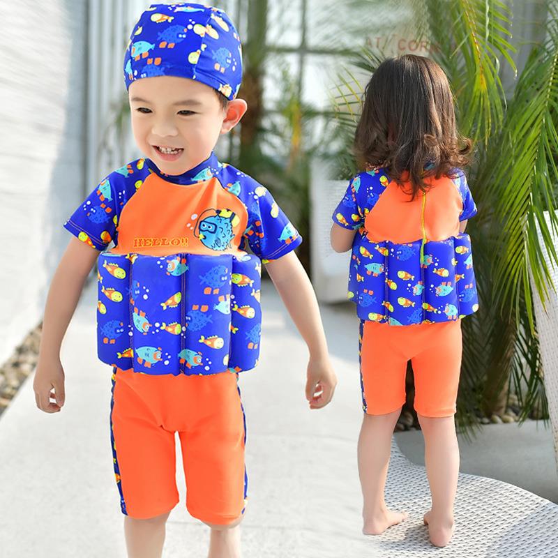 Tcherchi Çocuklar için Yüzme Öğrenme Tek Parça Çizgi Film Baskılı Yüzen Mayo