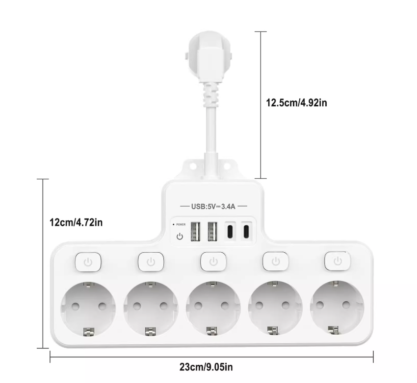 Tcherchi Dörtlü Akım Korumalı Uzatmalı Priz