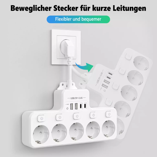 Tcherchi Dörtlü Akım Korumalı Uzatmalı Priz