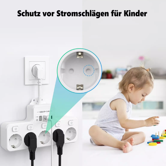 Tcherchi Dörtlü Akım Korumalı Uzatmalı Priz