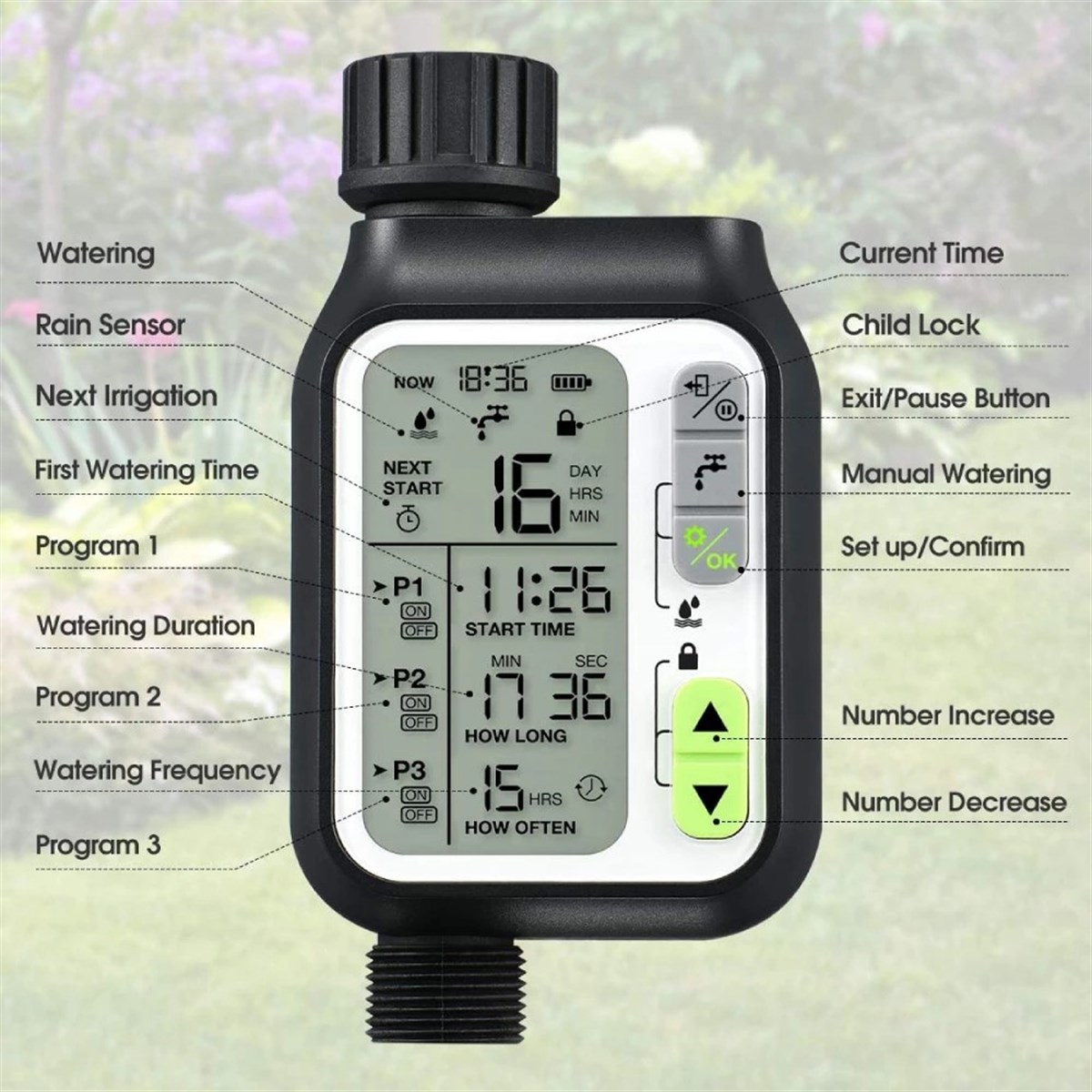 Tcherchi Elektronik Sulama Regülatörü Büyük LCD Ekranlı