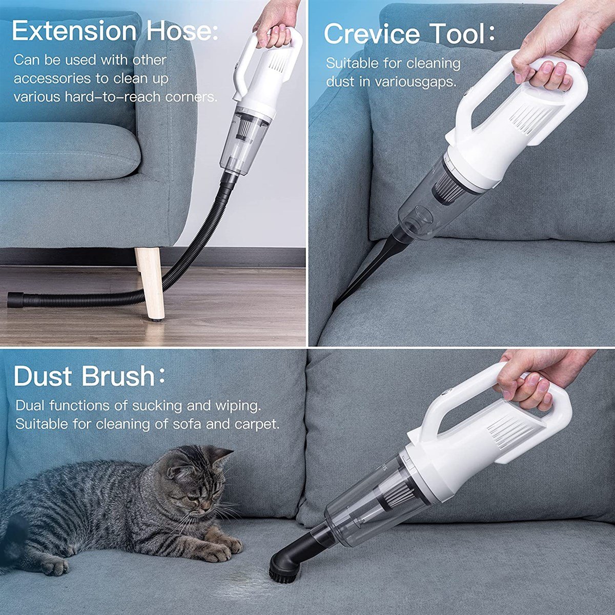 Tcherchi Ev Araba Çift Amaçlı Zemin Paspas Elektrikli Süpürge El Tipi