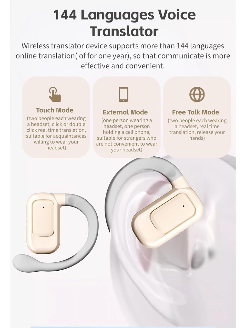 Tcherchi Gerçek Zamanlı Dil Çevirici Kulaklıklar - Iki Yönlü Ergonomik Bluetooth Kulaklık (Yurt Dışından)