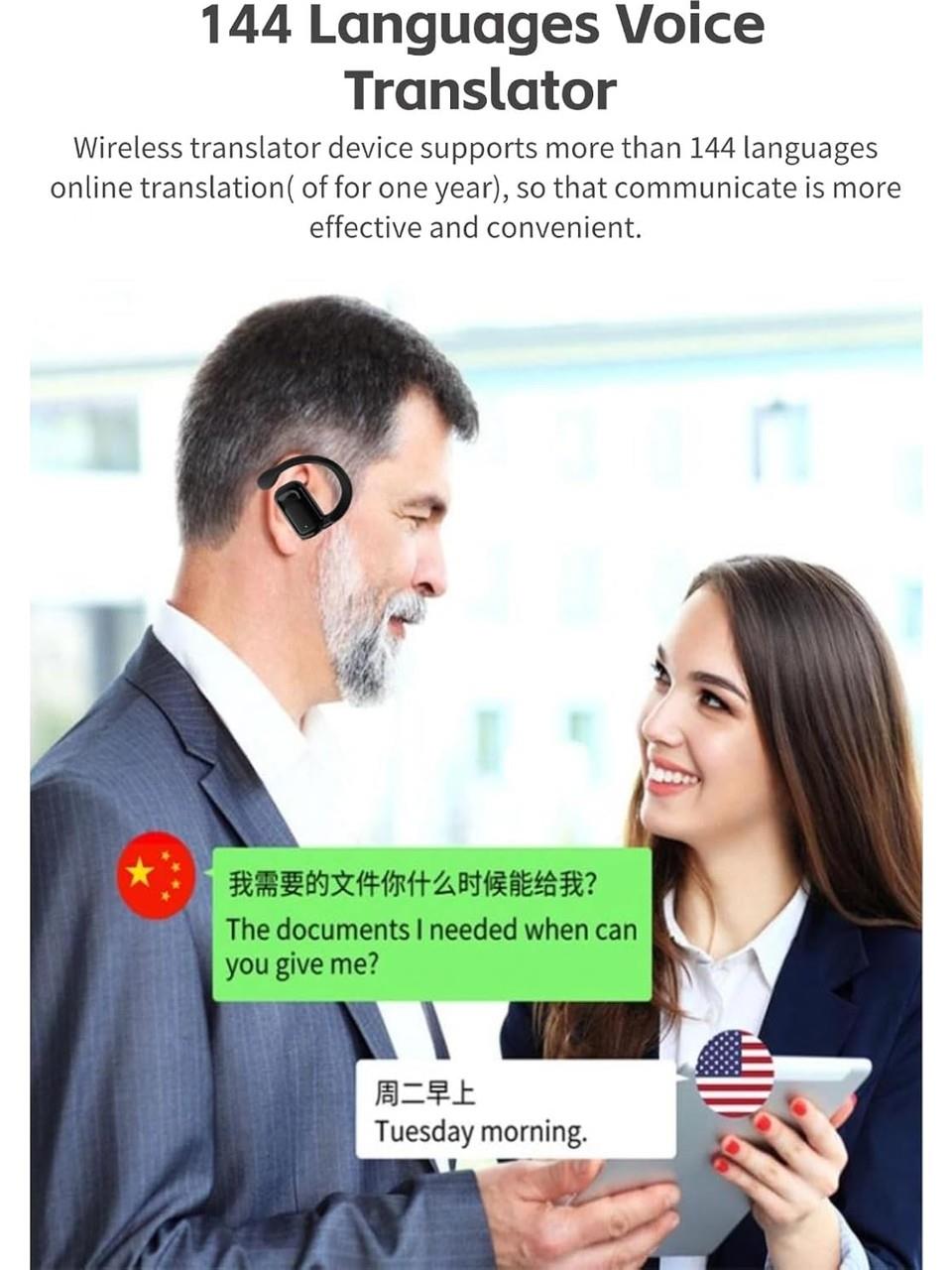 Tcherchi Gerçek Zamanlı Dil Çevirici Kulaklıklar - Iki Yönlü Ergonomik Bluetooth Kulaklık (Yurt Dışından)