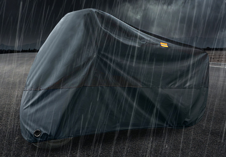 TCHERCHI Gümüş Kaplamalı Kumaştan Motosiklet Brandası Siyah