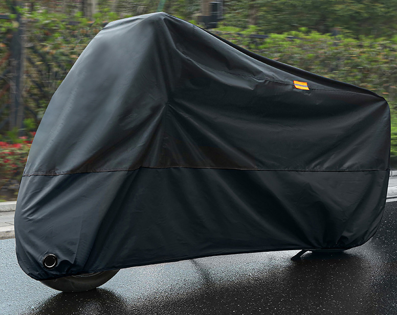 TCHERCHI Gümüş Kaplamalı Kumaştan Motosiklet Brandası Siyah